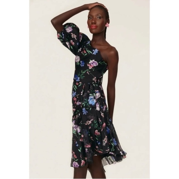 Shoshanna Gia One Shoulder Dress Black - Picture 6 of 8